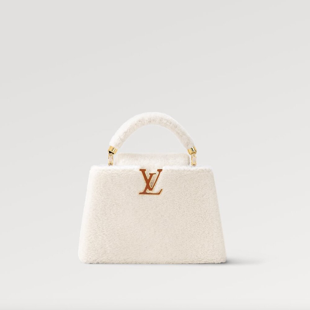 Louis Vuitton White Shearling BB Capucines Bag - Picture 12 of 14